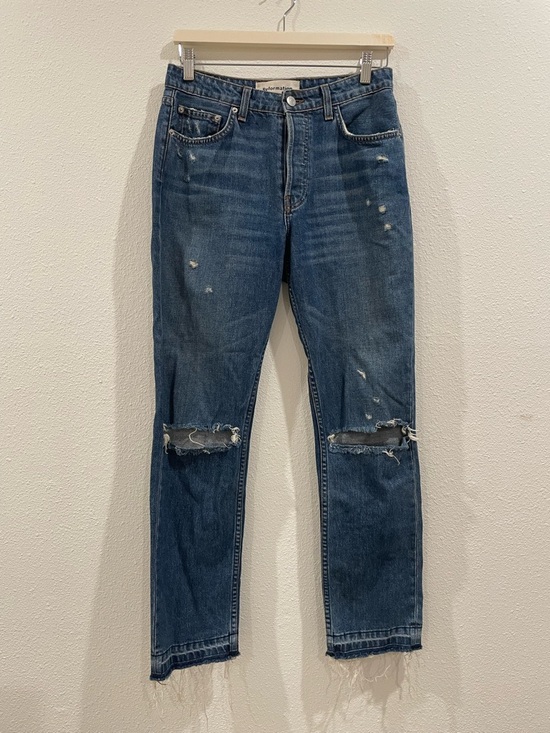 Reformation Straight-Leg Mid-Rise Jeans Celtic Wash Distressed Size 27 - Picture 4 of 11